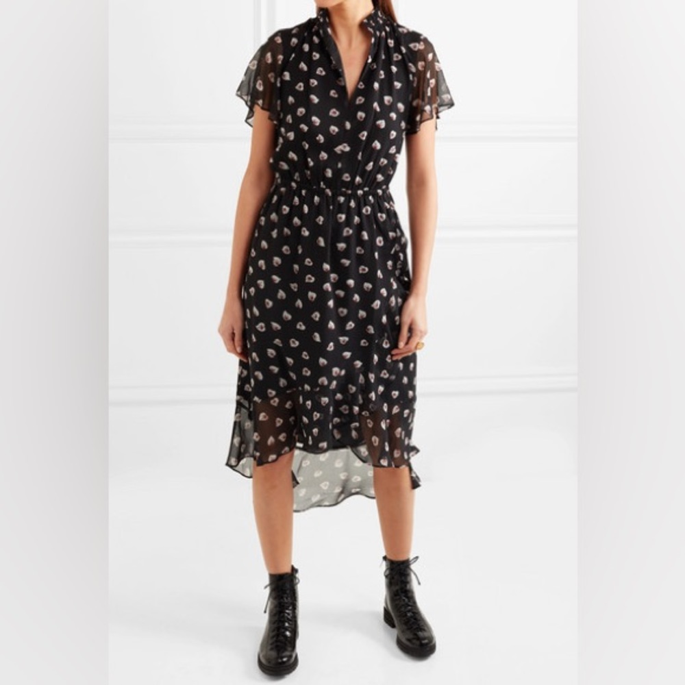 Madewell Amaryllis Ruffle Dress in Lilypad hearts, XS